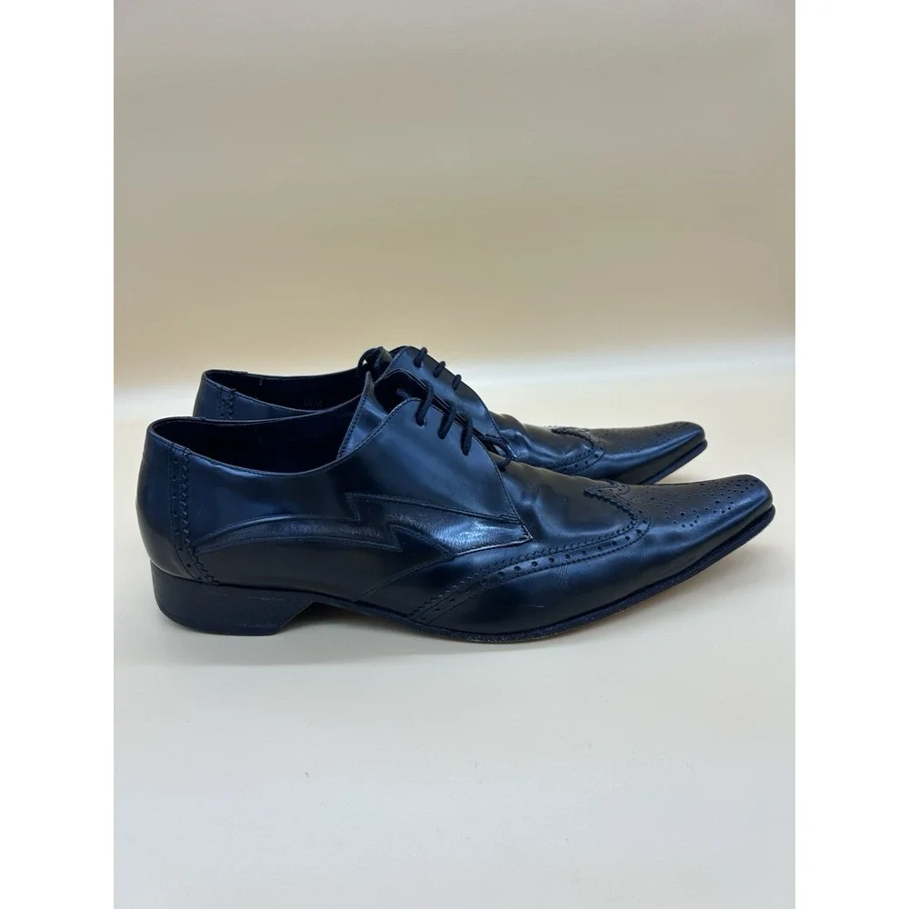 Jeffery West Black‎ Line Pino Pointed Toe Wingtip Derby Brogue Shoes Size 10 Men